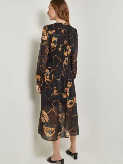 Maxi Fit & Flare Dress - Printed Woven Chiffon|Misook Online