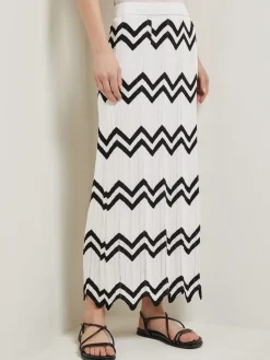 Maxi Pencil Skirt - Contrast Chevron Pointelle Soft Knit|Misook Discount
