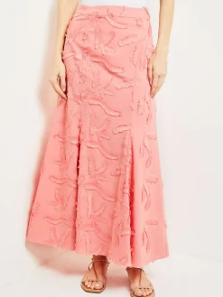 Maxi Trumpet Skirt - Fringe Applique Cotton|Misook New