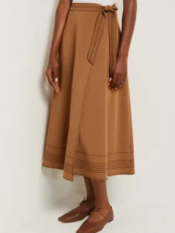Maxi Wrap Skirt - Contrast Stitch Woven Twill|Misook Outlet