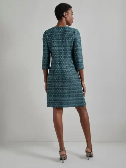 Metallic Accent Tweed Knit Shift Dress|Misook Hot