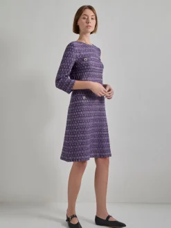 Metallic Accent Tweed Knit Shift Dress|Misook Hot