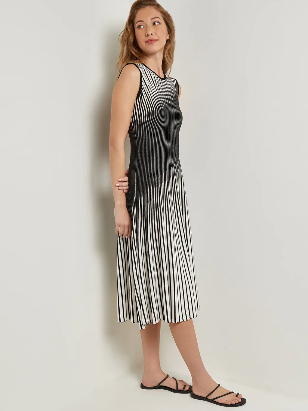 Midi A-Line Dress - Ombre Soft Intarsia Knit|Misook Discount