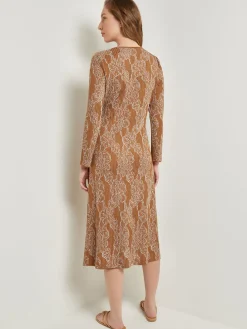 Midi A-Line Dress - Ribbed Lurex Jacquard Knit|Misook Discount