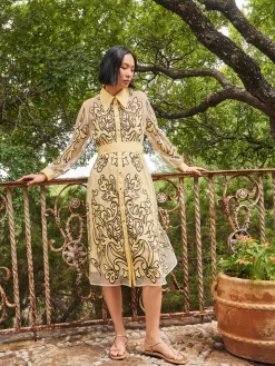 Midi Applique Shirtdress - Sheer Woven|Misook Outlet