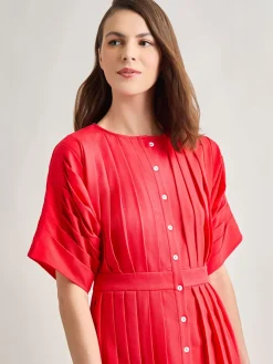 Midi Fit & Flare Dress - Hand Pleated Woven|Misook Online