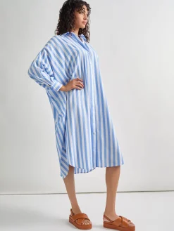 Midi Oversized Shirtdress - Striped Woven|Misook New