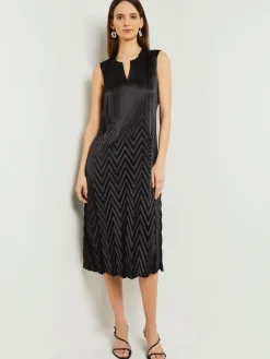 Midi Sheath Dress - Chevron Textured Crepe De Chine|Misook Clearance