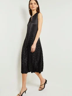 Midi Sheath Dress - Chevron Textured Crepe De Chine|Misook Clearance