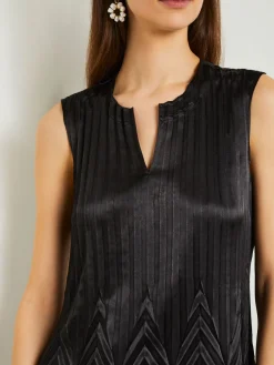 Midi Sheath Dress - Chevron Textured Crepe De Chine|Misook Clearance