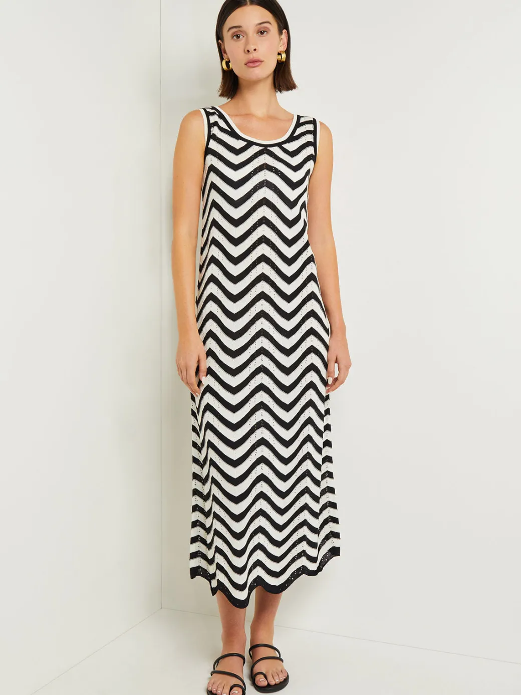Midi Sheath Dress - Chevron Hem Intarsia Knit|Misook Outlet