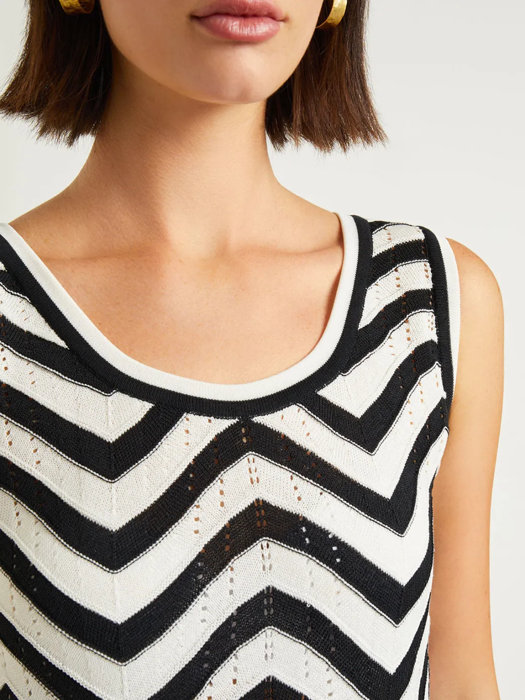 Midi Sheath Dress - Chevron Hem Intarsia Knit|Misook Outlet