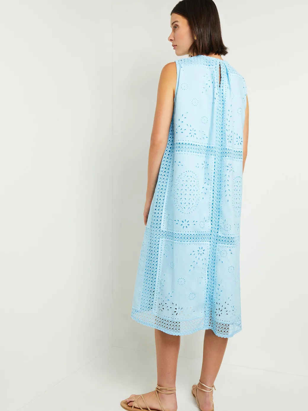 Midi Tent Dress - Sleeveless Eyelet Detailed Woven|Misook Best