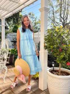 Midi Tent Dress - Sleeveless Eyelet Detailed Woven|Misook Best