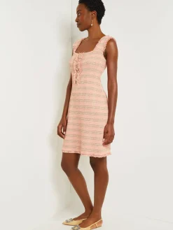 Mini A-Line Dress - Fringe Trim Tweed Knit|Misook Best