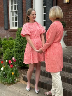 Mini Fit & Flare Dress - Puff Sleeve Fringe Applique Cotton|Misook Outlet