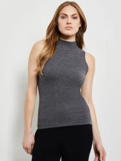 Mock Neck Cashmere Tank Top|Misook Online