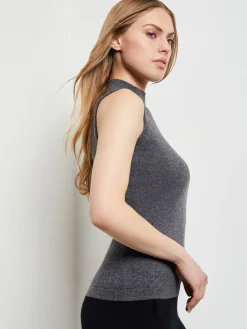 Mock Neck Cashmere Tank Top|Misook Online