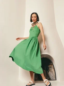 Modern Fit & Flare Cotton Maxi Dress|Misook Best