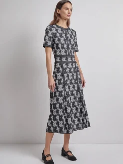 Modern Fit & Flare Intarsia Knit Dress|Misook Outlet