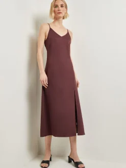 Modern Fit A-Line Crepe de Chine Slip Maxi Dress|Misook Online