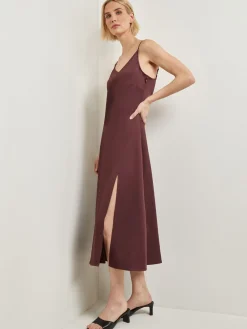 Modern Fit A-Line Crepe de Chine Slip Maxi Dress|Misook Online