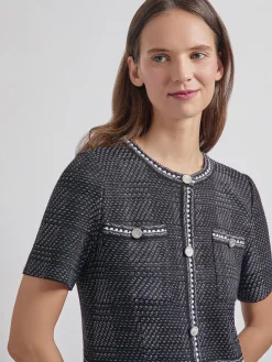 Modern Fit Bold Plaid Tweed Knit Sheath Dress|Misook Online