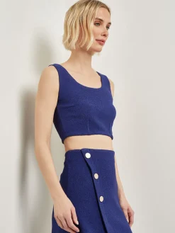 Modern Fit Boucle Knit Cropped Tank Top|Misook Clearance