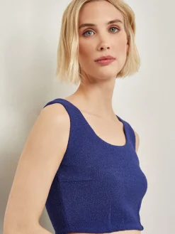 Modern Fit Boucle Knit Cropped Tank Top|Misook Clearance