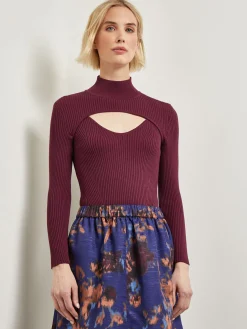 Modern Fit Convertible Ribbed Soft Knit Top|Misook Outlet