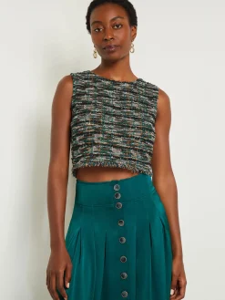 Modern Fit Cropped Tweed Knit Tank|Misook Clearance