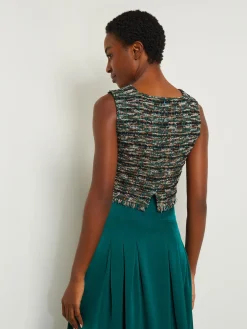 Modern Fit Cropped Tweed Knit Tank|Misook Clearance