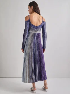 Modern Fit Empire Shimmer Lurex Knit Maxi Dress|Misook Outlet