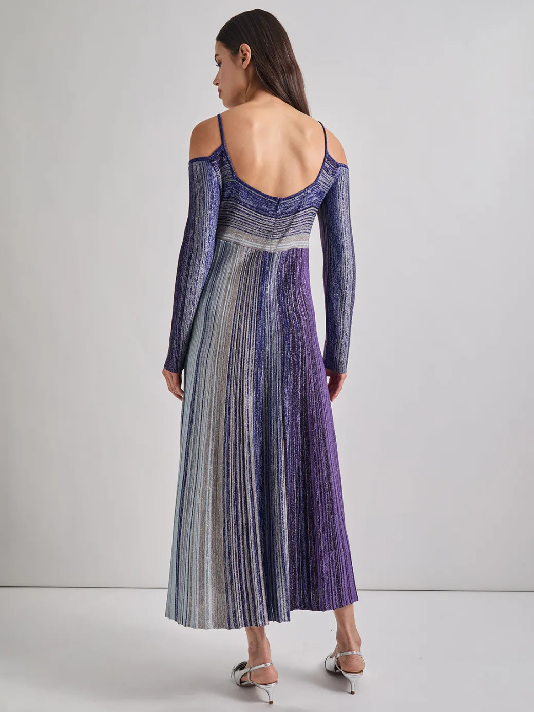 Modern Fit Empire Shimmer Lurex Knit Maxi Dress|Misook Outlet