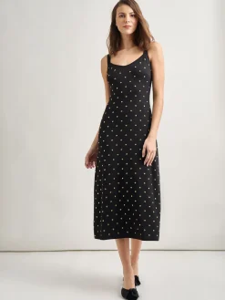 Modern Fit Gold Stud Midi Soft Knit Tank Dress|Misook Outlet