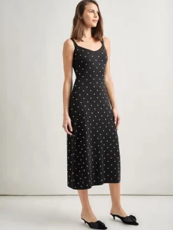 Modern Fit Gold Stud Midi Soft Knit Tank Dress|Misook Outlet