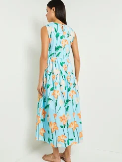 Modern Fit Maxi Drop Waist Floral Cotton Dress|Misook Fashion