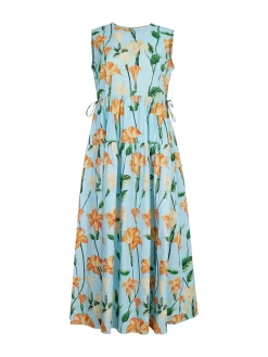 Modern Fit Maxi Drop Waist Floral Cotton Dress|Misook Fashion