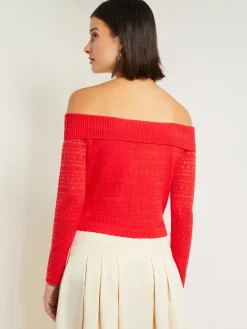 Modern Fit Off-The-Shoulder Burnout Knit Top|Misook Best