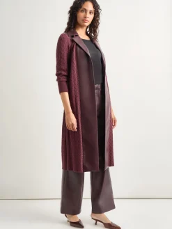 Notched Collar Long Mixed Media Jacket|Misook Hot