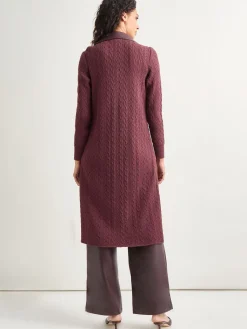 Notched Collar Long Mixed Media Jacket|Misook Hot