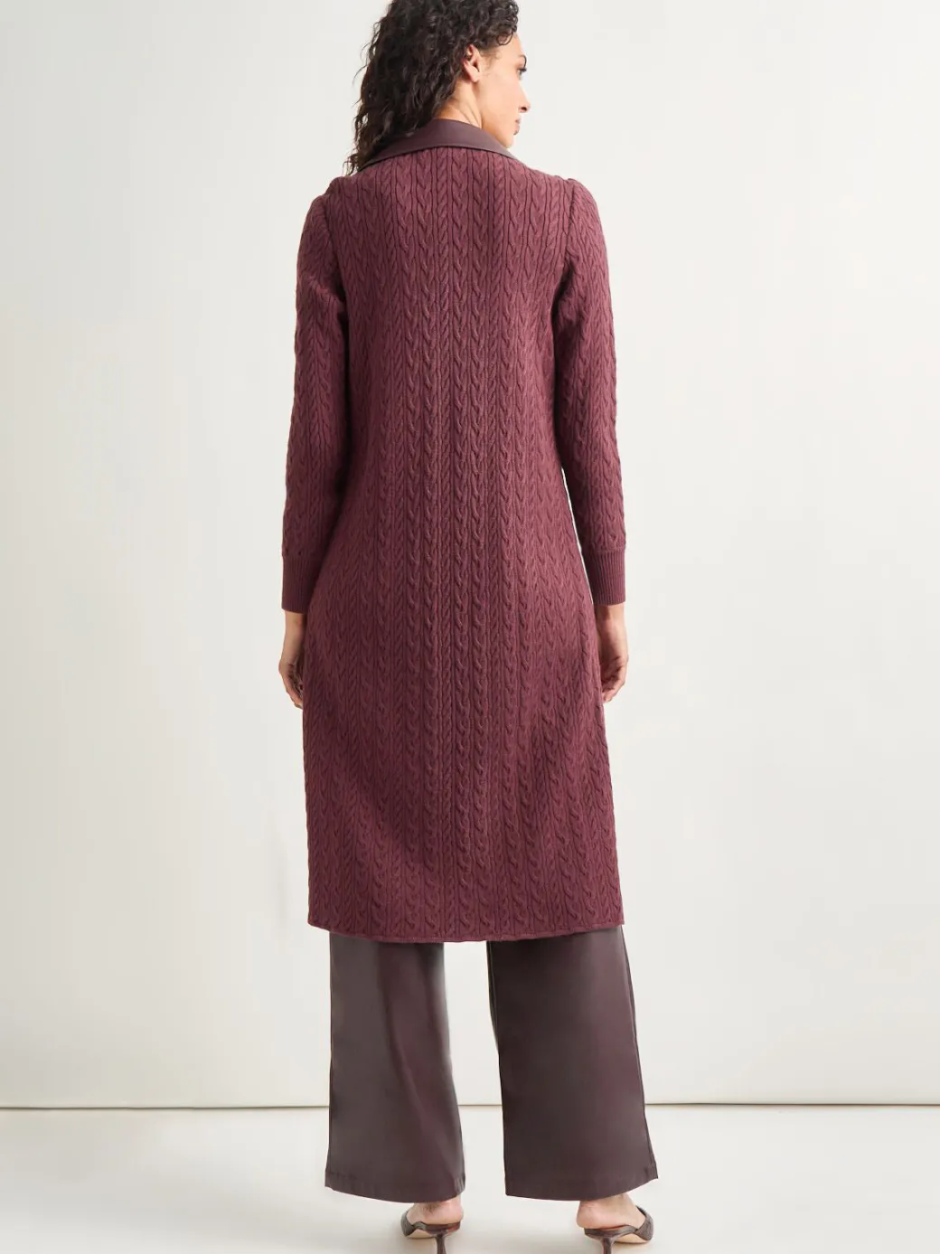 Notched Collar Long Mixed Media Jacket|Misook Hot