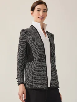 Open Neck Button Detail Blazer|Misook Online
