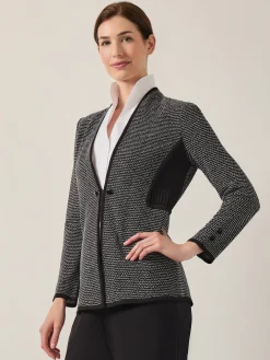 Open Neck Button Detail Blazer|Misook Online