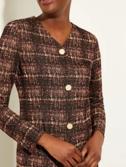 Plaid Button-Front Knit Jacket|Misook Fashion