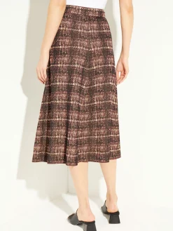 Plaid Knit A-Line Midi Skirt|Misook Outlet