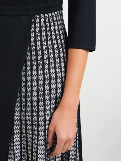 Pleated Contrast Panel Soft Knit Dress|Misook Sale