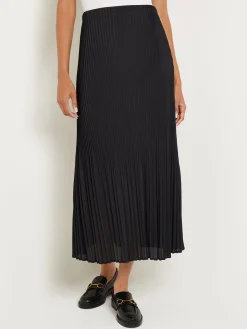 Pleated Crepe de Chine Maxi Skirt|Misook Clearance