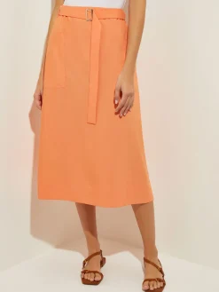 Pocketed Poplin A-Line Midi Skirt|Misook Discount