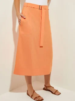 Pocketed Poplin A-Line Midi Skirt|Misook Discount